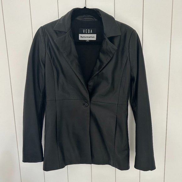 Reformation Black Leather Jacket - Picture 5 of 6